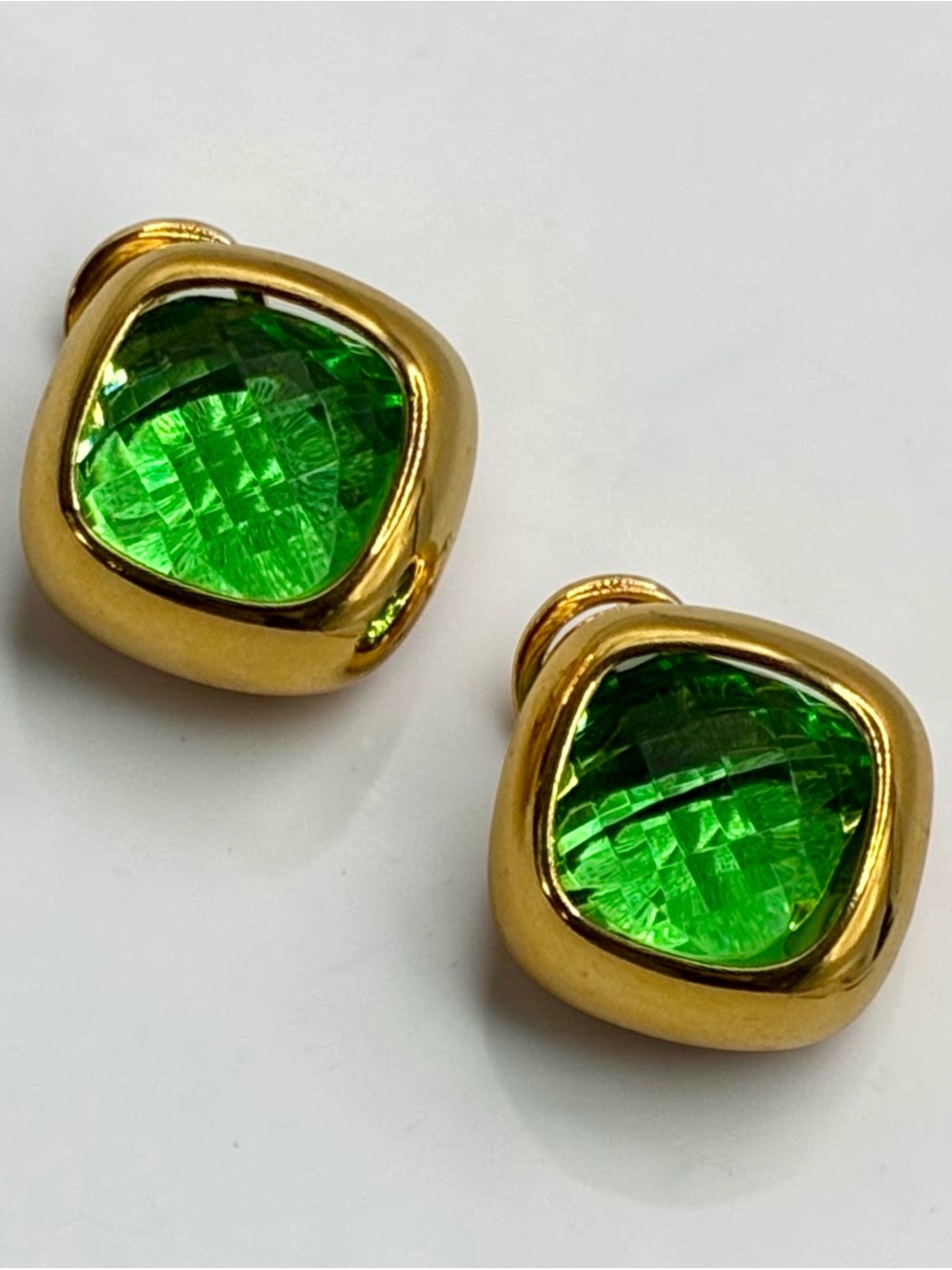 Joan Rivers Interchangeable Gold-Tone Green Crystal Pierced Earrings